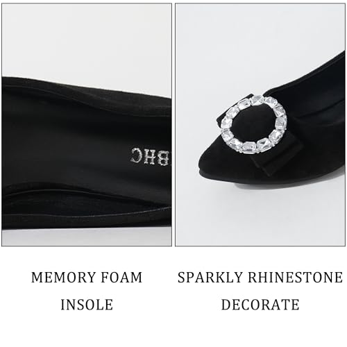 Flats Shoes Women Comfort Pointed Toe Suede Dress Shoes Cute Rhinestones Work Flat Shoe Slip On Casual Flats for Women4