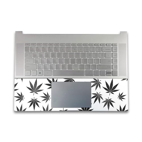 Image of Glossy Glitter Gaming Skin Compatible with HP Envy x360 16 inch (2023) - Pot Leaves Black - Premium 3M Vinyl Protective Wrap Decal Cover - Easy to Apply | Crafted in The USA by MightySkins