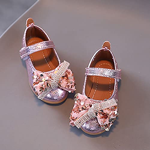 Footwear for Kids Girls Girls Casual Shoes Solid Color Bow Sequins Shiny Flat Lightweight Dress Shoes4