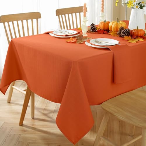 SASTYBALE Textured Fall Tablecloth Rectangle 60x102 Inch, Rust/Burnt Orange