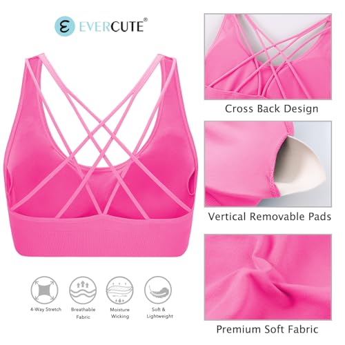 Image of Women's Cross Back Sport Bras, Seamless Padded Strappy High Support Yoga
