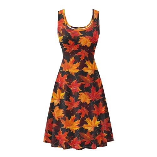 Image of Women Stylish Tank Dresses Sleeveless Round Neck Midi Casual Dress with Pocket for Summer