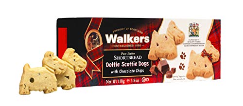 Walkers Shortbread Scottie Dog Shaped Chocolate Chip Shortbread Cookies, 3.9 Ounce Box