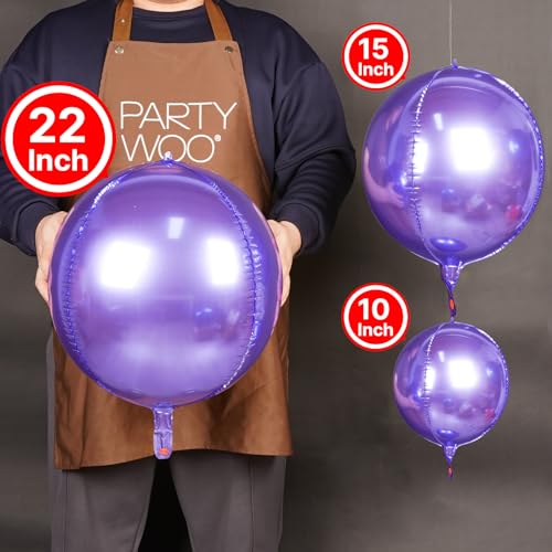 Image of PartyWoo Metallic Purple Large Giant Foil 4D Balloons 20pcs Different Sizes
