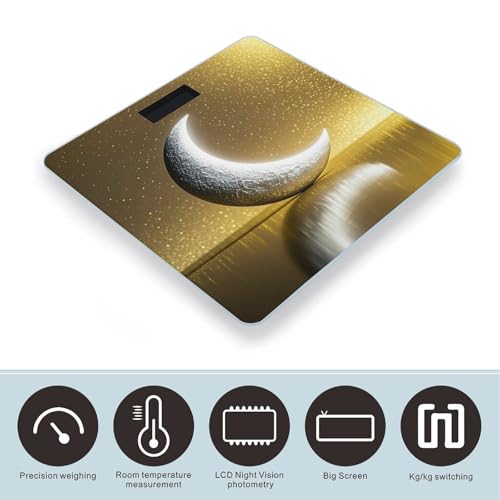 Báscula Digital para Baño Fondo Dorado y Luna Creciente miniatura 3