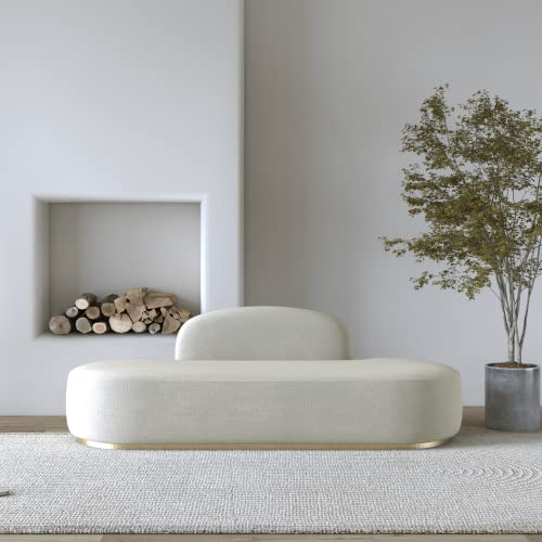 Acanva Modern Living Room Curved Sofa With Rounded Lines, 3-Seater Couch For Apartment, Business Lounge, Waiting Area, Hotel Lobby, White #TOP2