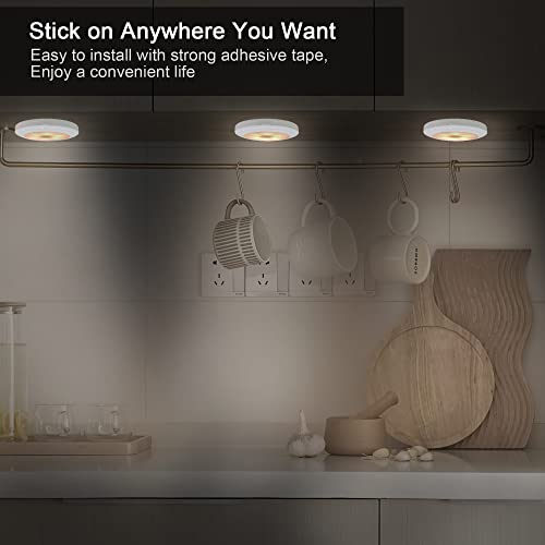 Zeetapl Night Light, Wireless Touch Led Puck Lights 3 Pack,Battery Operated (Not Included) Portable Under Cabinet Lighting Diy Stick On Lights For Closet,Cabinet,Bedroom,Kitchen,Stairs,Wall #TOP6