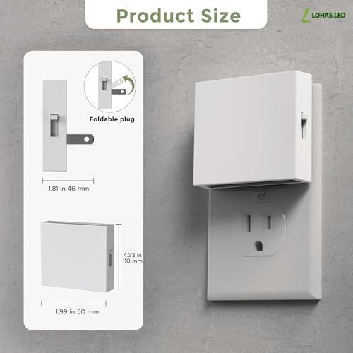 Image of L LOHAS LED Night Light,Night Lights Plug into Wall,0-100LM Stepless Dimmable Brightness,Dusk to Dawn Sensor,3000K Soft White,Foldable Night Lights for Travel Bathroom Hallway