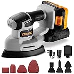 Cordless Mouse Sander for Wood: DEKOPRO 20V Detail Sander with Dust Collector and 2.0Ah Battery 13000 RPM, 3 Additional Attachments 12PCS Sandpapers - Compact & Ideal for Tight Space Sanding