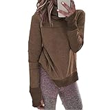  ZuzongYr Damen\'s Sweatshirts Frauen Tracksuit High Neck Oberteile Langarm Pullover Einfarbig Shirt Tops Bluse Klassisch Laufshirt Basic-Shirt Schildkrötenkragen Jumper (XL,Coffee)