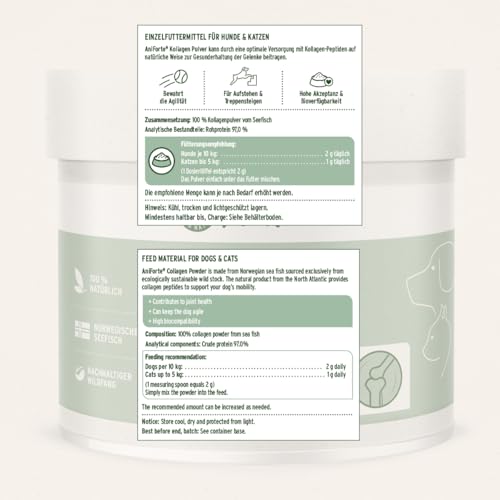 AniForte Marine Kollagen Gelenkpulver für Hunde CollaMove 250g – Fisch Collagen unterstützt Gelenke, Sehnen & Bänder – Naturprodukt für Gelenkfunktion & Agilität