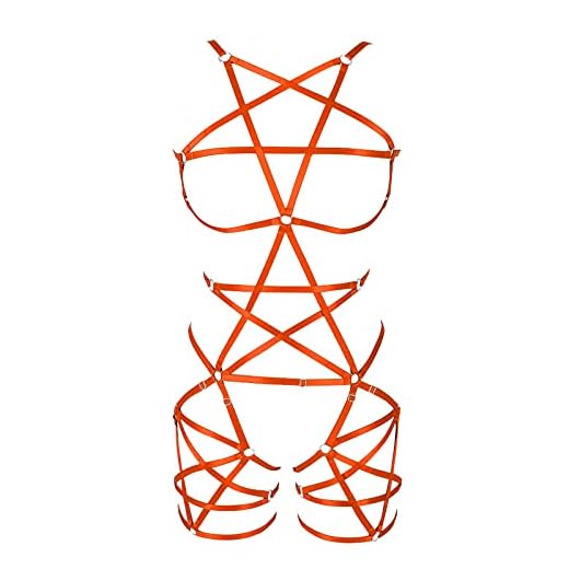 BBOHSS Arnés de Cuerpo Femenino Sujetador Liga Suave Hueco Carnaval Accesorios de Baile Punk gótico cinturón Ajustable (Naranja)