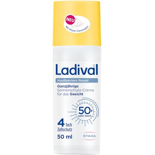 Ladival Hautbarriere Repair Sonnencreme Gesicht LSF 50+ Feuchtigkeitscreme bei Neigung zu Neurodermitis und strapazierter Haut regeneriert die Hautbarriere mit Präbiotikum & Phyto-Ceramiden 50 ml