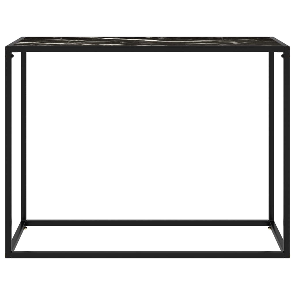 Generic Stolik Konsolowy Czarny 100x35x75 Cm Szkło Hartowane z fakturą Marmuru, Prosty, Ale Nowoczesny Stolik Końcowy, Solidny i Stabilny Stolik Boczny do Salonu