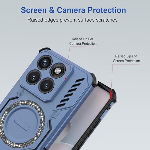 Image of Zapcase Back Case Cover for Motorola Edge 70 Fusion | Magnetic Case with Built-in Metal Ring | Supports MagSafe Charger, Wallet & Car Mount | Shockproof Hybrid PC + TPU | Blue