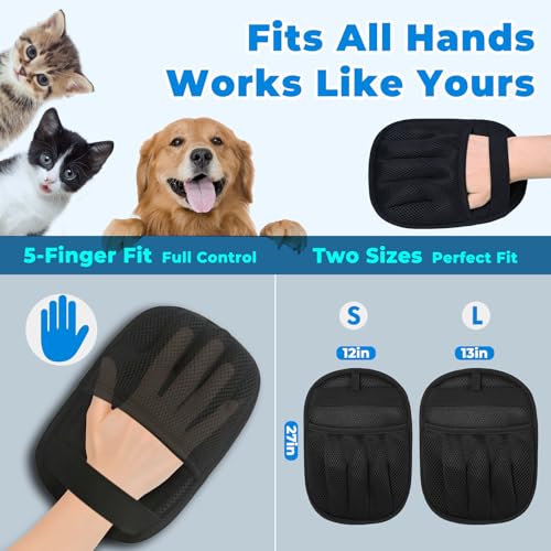 Image of GRENTY 2 PCS Pet Hair Removal Glove for Dogs & Cats, Upgraded Five-Finger Electrostatic Pet Hair Remover, Pet Hair Removal Tool for Clothing, Carpets, Sofa Gaps, and Car Seat
