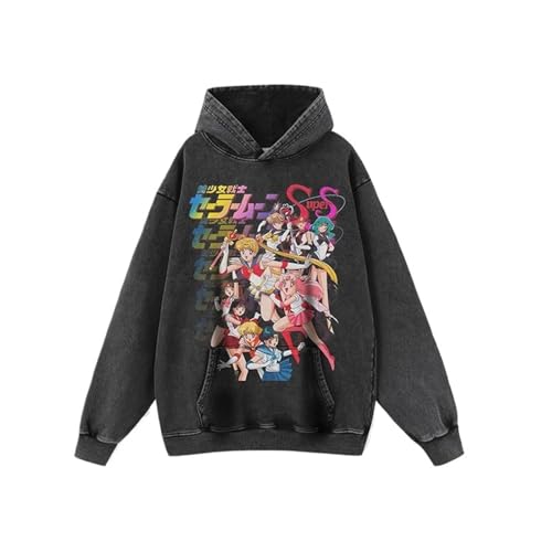 {Sailor Moon Sudadera Sai Sai-lor Moon Sudaderas con capucha Lavado, Popular De La Calle Suelta, Para los fans del anime, capucha(Grey_XXL)