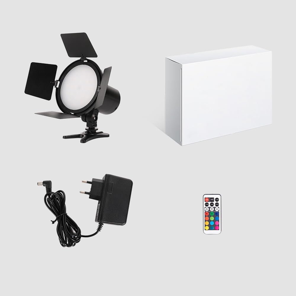 Andoer Luce video a LED RGB, 10 W Luce fotografica 3200 K-5600 K Dimmerabile 5 Effetti di Scena con Porte in Metallo Montaggio a Scarpa Fredda Telecomando, Compatibile con Serie DC/NP