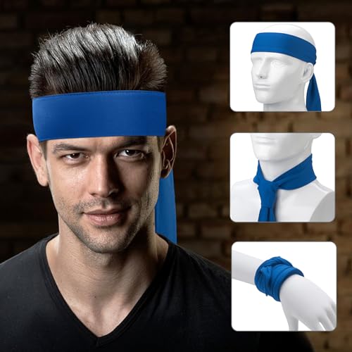 Image of ONUPGO 18Pcs Head Ties for Men Women, Adjustable Headbands Sports Sweatband Ninja Ties Head Band, Sweat Wicking Workout Headband for Sports, Running, Tennis, Yoga, Soccer, Karate