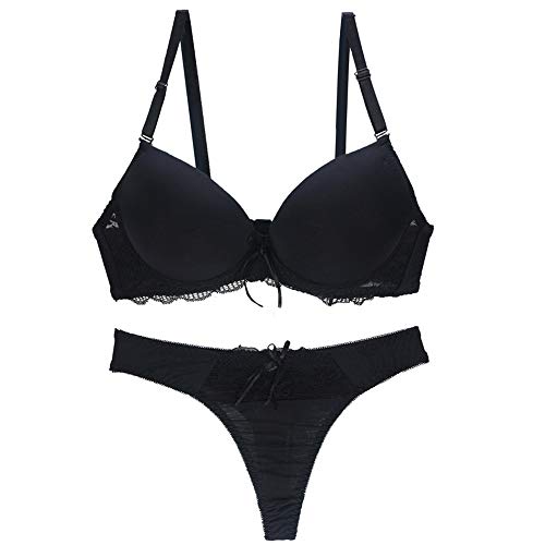 Ensemble soutien-gorge et culotte bleu en satin avec dentelle et armatures