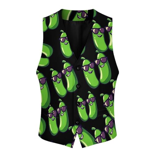 Zucchini-Courgettes Men's Suit Vests Business Formal Dress Vest V-Neck Waistcoat for Wedding Casual4