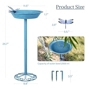 Bird Baths for Outdoors 12 Inch Outdoor Garden Bird Feeder Metal Birdbath for Backyard Birding Freestanding for Garden Yard and Lawn Decoration-Blue Bird Baths for Outdoors 12 Inch Outdoor Garden Bird Feeder Metal Birdbath for Backyard Birding Freestanding for Garden Yard and Lawn Decoration Blue