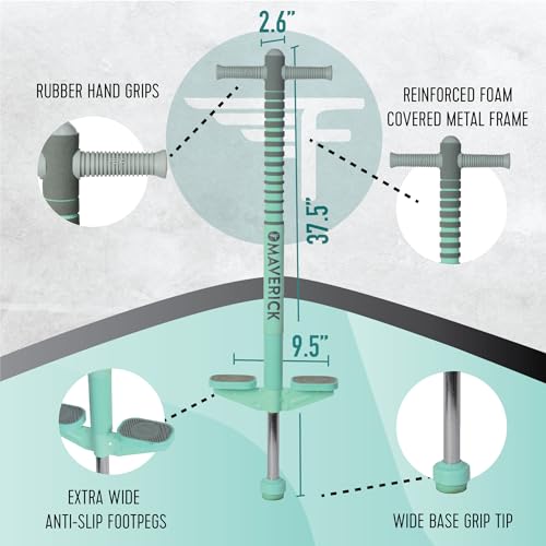 Image of Flybar Jolt Pogo Stick for Kids Ages 6 and Up, 40 to 80 Pounds, Perfect for Beginners, Easy Grip Foam Handles, Anti-Slip Foot Pegs, Outdoor Toys for Boys, Jumper Toys for Girls, Outside Toys for Kids