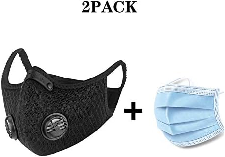 ADESUGATA Anti Pollution Sports Mask(Activated Carbon Air Filters and 2 Valves Included) + Level 3 Respirator Masks(Soft & Comfortable Filter Safety Face Mask) for Dust Protection