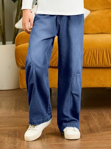 Haloumoning Boys Cargo Jeans Kids High Waisted Baggy Pants Casual Demin Pants with Multi Pockets 5-14 Years2