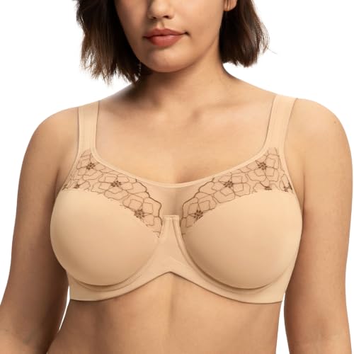 Image of HSIA Minimizer Bras for Women, Full Coverage Coolcomfort Plus Size Bra | Supportive Underwire, Minimizing, Cooling Comfort, Unlined, Seamless, Back Smoothing, Unpadded, T Shirt Bra for Large Breasts