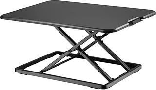 Amer EZUP 26x19 Height Adjustable Sit/Stand Desk Surface Riser, 26" Wide Tabletop Sit Stand Desk Converter, Monitor Laptop Platform Work Station - Durable Black Top