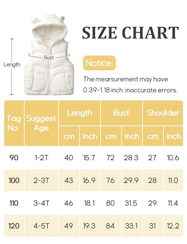 Happy Cherry - Bébé Gilets en Duvet Hiver à Capuche pour Garçon Fille Veste Doudoune sans Manches Enfant Gilets Matelassé Tout-petit Manteaux pour Printemps Automne - 1-2 Ans - Blanc – vue 6