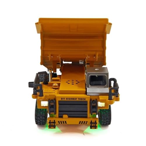 Image of EXOMOON Mini RC Alloy Dump Truck | 1 /64 2.4G Remote Controlled Engineering Vehicle for Kids | LED Lights Sound Two Speed Desktop Toy Model
