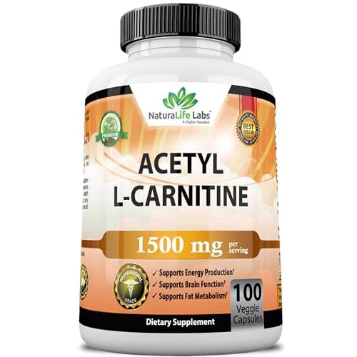 Acetyl L-Carnitine 1,500 mg High Potency Supports Energy Production, Sports Nutrition, Supports Memory/Focus – 100 Veggie Capsules