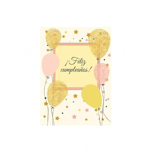 Tarjeta cumpleaños aniversario globos felicidades postal feliz cumple con sobre 15x23cm español