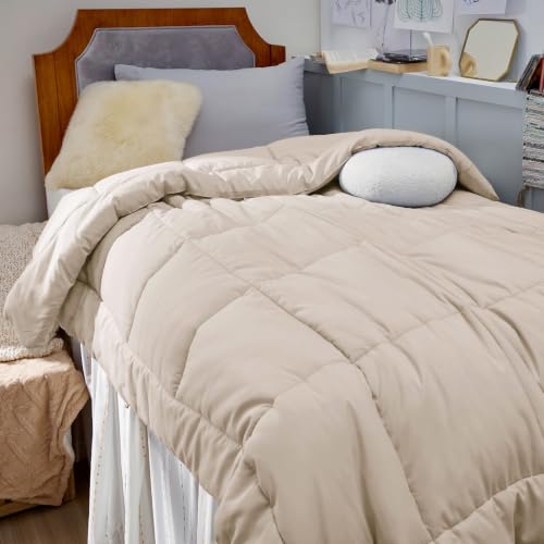 Image of Bedsure Comforter Duvet Insert - Quilted Comforters Twin XL Size, All Season Duvet, GentleSoft Down Alternative Bedding Blanket, with 8 Tabs, Gifts for Women /Men, Linen, Twin XL 92 x 68 Inches