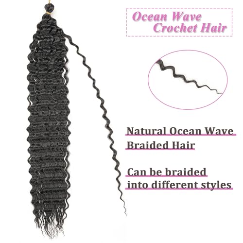 Samtress Ocean Wave Crochet Hair 30 Inch Deep Wave Curly Braiding Hair Extensions 3 packs Brown Ocean Wave Crochet Hair for Boho Crochet Box Braids Synthetic (#30) - Image 4