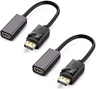 DisplayPort to HDMI Adapter, Gold-Plated DP to HDMI Adapter Cable Male to Female Support 1080P 3D Compatible with Computer,Desktop,Laptop,PC,Monitor,Projector,HDTV-(Black 2 Pack)
