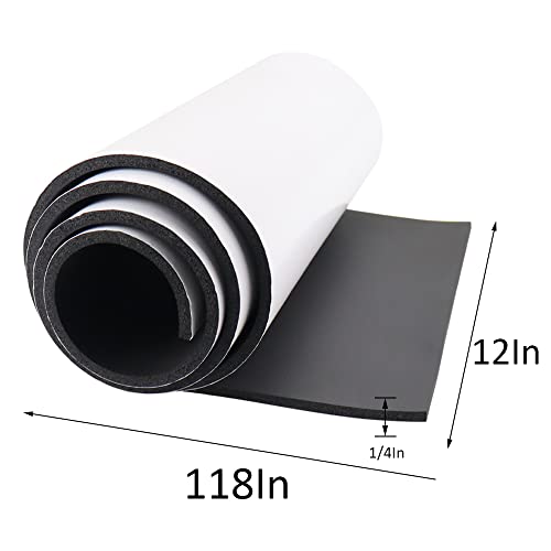 Image of DGSL Foam Insulation Neoprene Sheets with Adhesive, 12''W x 118''L x 1 /4''T | Weatherproof Soundproof Padding for Automotive, Multi-Function Soundproof Large Closed Cell Neoprene Rubber Roll