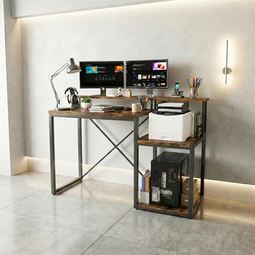 Image of Klaxon Engineered Wood Iron Study Table with Drawer, Multi-Usage Laptop Desk & Home Office (Printo-FD, DIY Installation) (FD, Tek Printer)