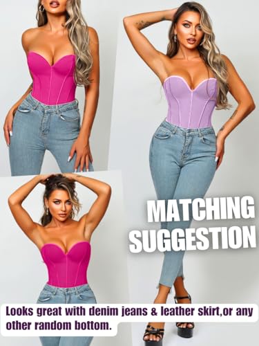 Image of ChiaoLezhee Heart Corset Top For Women, Sexy Concert Outfits Going Out, Strapless Crop Top, Overbust Bustier