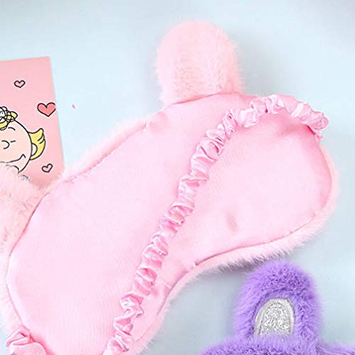 Linda máscara tapa-olhos FENICAL com design de gato macio para dormir (rosa)