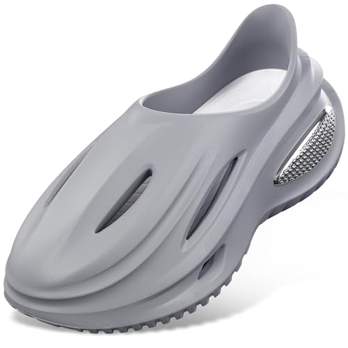 YASSIA Arch Support Clogs for Men Women Lightweight EVA Recovery Slides Non-Slip Beach Walking Sandals(Gray M6.5/W8)