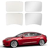 BASENOR 2023 2022 2021 Tesla Model 3 Sonnenschutz vorne und hinten Glasdach-Sonnenschutz mit reflektierenden Oberlichtabdeckungen, 4er-Set, grau