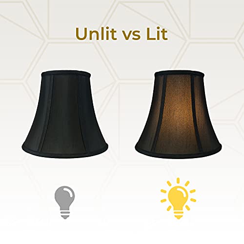 Image of Royal Designs, Inc. BSO-704RC-8BLK /GL-2 True Bell Basic Lamp Shade with Round Clip, 4 x 8 x 7.25, Black with Gold, 2-Pack