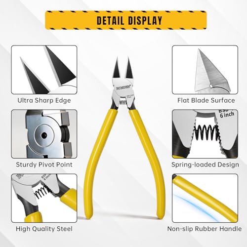 Image of BOOSDEN 6 Inch Flush Cutters, Side Cutting Pliers, Wire Cutters 5 Pack | Spring Loaded Floral Side Cutters, Flush Cut Pliers for Jewelry Making,Artificial Flowers,Crafting,Electrical & DIY Projects