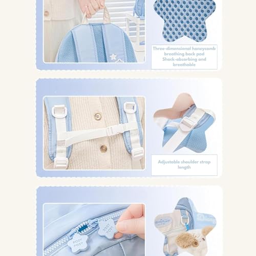 Rosy Posy Backpack, Rosyposy Soft Setting Cream Star Drawstring Backpack, Comfortable, Large Capacity, Durable Waterproof (Sky Blue)4
