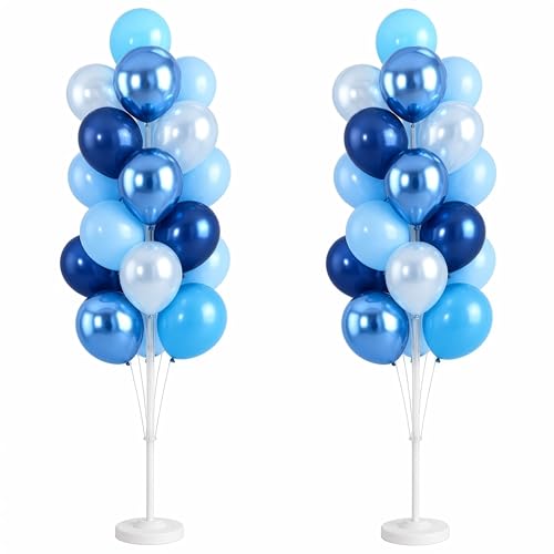 Image of Hiins 38Pcs Metallic Blue Balloon Column Kit Set of 2 for Wedding Party Decor