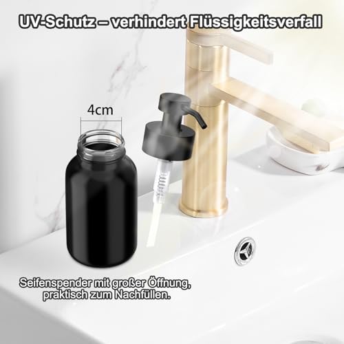 TEHEO Seifenspender Wandbefestigung Schwarz 250ml, Wandseifenspender Kleben oder Bohren, Seifenspender Bad Soap Dispenser, Spülmittelspender, Shampoo Spender für Dusche [2 Stück] 4