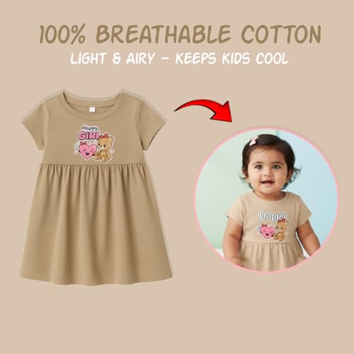 Image of 6 Month to 6 Years - Kids Knitted Cotton Frock for Girls (1-6 Years) | Soft & Stylish Printed Dress | Pack of 3 Combo (Any 3 Colors)